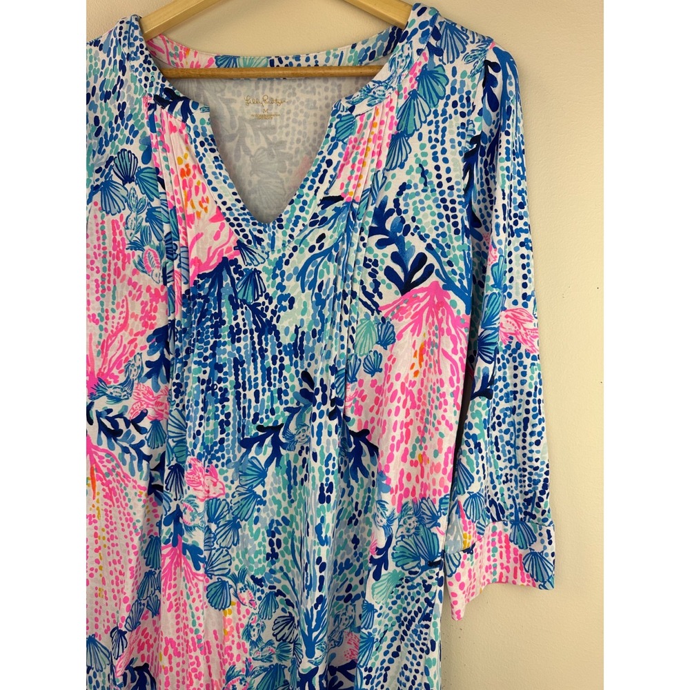 Lilly Pulitzer Beverlynn Dress Resort White Sway With Me Pink Blue Small *Flawed - Picture 4 of 16